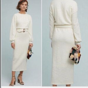 Women’s DOLAN jacqueline belted ivory maxi dress, L